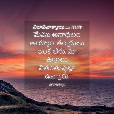 Picture 04 - విలాపవాక్యాలు 5:3 TELIRV - మేము అనాథలం - Bible Verse Picture