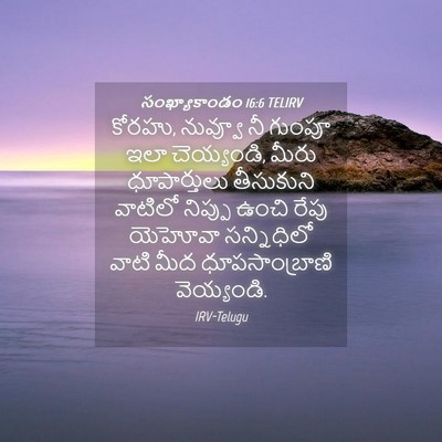 Picture 04 - సంఖ్యాకాండం 16:6 TELIRV - కోరహు, నువ్వూ నీ - Bible Verse Picture