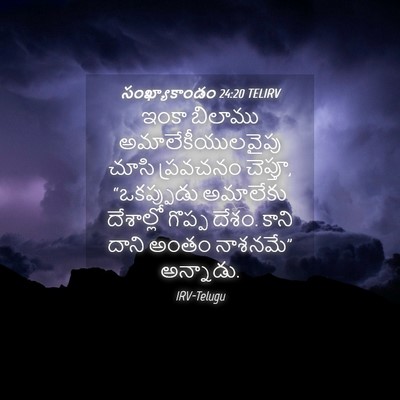 Picture 04 - సంఖ్యాకాండం 24:20 TELIRV - ఇంకా బిలాము - Bible Verse Picture