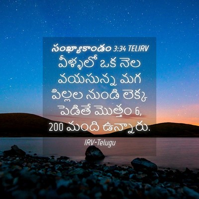 Picture 04 - సంఖ్యాకాండం 3:34 TELIRV - వీళ్ళలో ఒక నెల - Bible Verse Picture