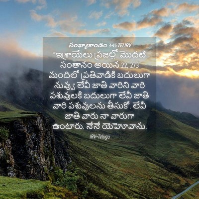 Picture 04 - సంఖ్యాకాండం 3:45 TELIRV - “ఇశ్రాయేలు - Bible Verse Picture