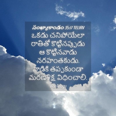 Picture 04 - సంఖ్యాకాండం 35:17 TELIRV - ఒకడు చనిపోయేలా - Bible Verse Picture