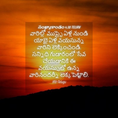 Picture 04 - సంఖ్యాకాండం 4:30 TELIRV - వారిల్లో ముప్ఫై - Bible Verse Picture