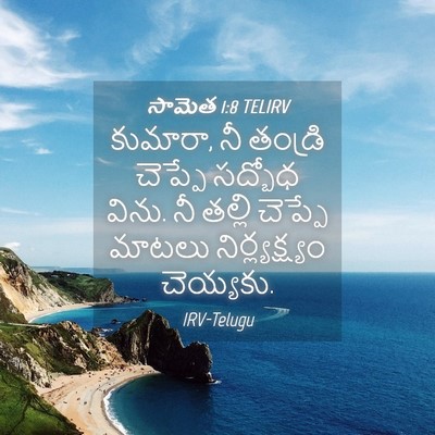Picture 04 - సామెత 1:8 TELIRV - కుమారా, నీ తండ్రి - Bible Verse Picture