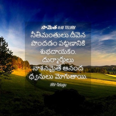 Picture 04 - సామెత 11:10 TELIRV - నీతిమంతులు దీవెన - Bible Verse Picture
