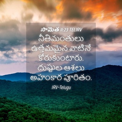 Picture 04 - సామెత 11:23 TELIRV - నీతిమంతులు - Bible Verse Picture