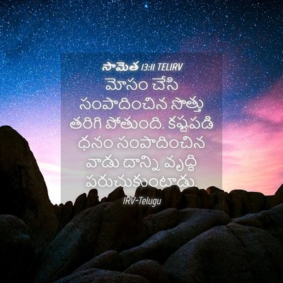 Picture 04 - సామెత 13:11 TELIRV - మోసం చేసి - Bible Verse Picture