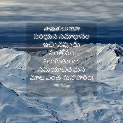 Picture 04 - సామెత 15:23 TELIRV - సరియైన సమాధానం - Bible Verse Picture