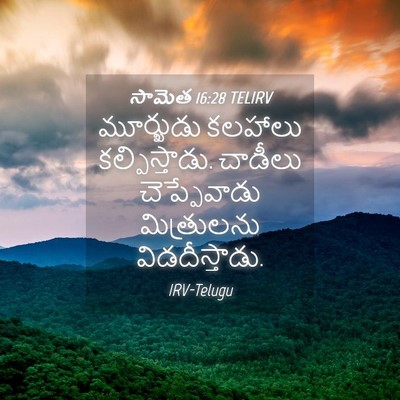 Picture 04 - సామెత 16:28 TELIRV - మూర్ఖుడు కలహాలు - Bible Verse Picture