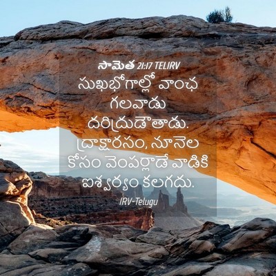 Picture 04 - సామెత 21:17 TELIRV - సుఖభోగాల్లో వాంఛ - Bible Verse Picture