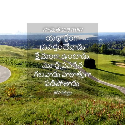 Picture 04 - సామెత 28:18 TELIRV - యథార్థంగా - Bible Verse Picture