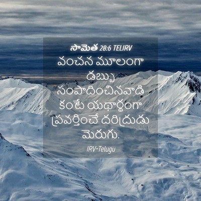 Picture 04 - సామెత 28:6 TELIRV - వంచన మూలంగా డబ్బు - Bible Verse Picture