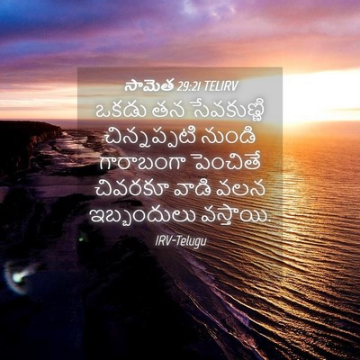 Picture 04 - సామెత 29:21 TELIRV - ఒకడు తన సేవకుణ్ణి - Bible Verse Picture