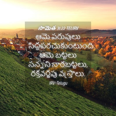 Picture 04 - సామెత 31:22 TELIRV - ఆమె పరుపులు - Bible Verse Picture