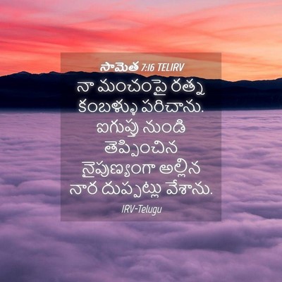 Picture 04 - సామెత 7:16 TELIRV - నా మంచంపై రత్న - Bible Verse Picture
