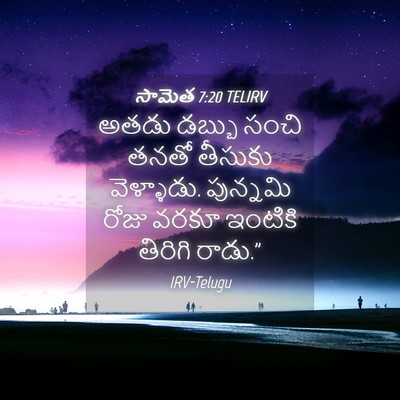 Picture 04 - సామెత 7:20 TELIRV - అతడు డబ్బు సంచి - Bible Verse Picture