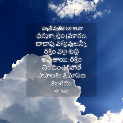 Picture 04 - హెబ్రీ పత్రిక 9:22 TELIRV - ధర్మశాస్త్రం - Bible Verse Picture