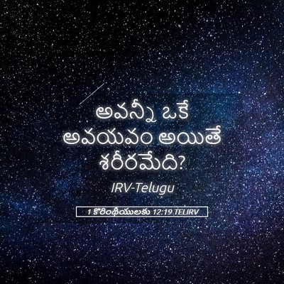 Picture 05 - 1 కొరింథీయులకు 12:19 TELIRV - అవన్నీ ఒకే అవయవం - Bible Verse Picture