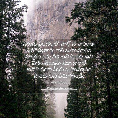 Picture 05 - 1 కొరింథీయులకు 9:24 TELIRV - పరుగు పందెంలో - Bible Verse Picture