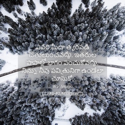 Picture 05 - 1 తిమోతి పత్రిక 5:22 TELIRV - ఎవరి మీదా త్వరపడి - Bible Verse Picture