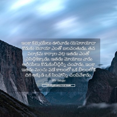 Picture 05 - 1 దినవృత్తాంతాలు 11:22 TELIRV - ఇంకా కబ్సెయేలు - Bible Verse Picture