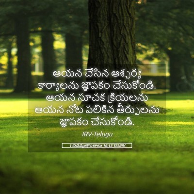 Picture 05 - 1 దినవృత్తాంతాలు 16:13 TELIRV - ఆయన చేసిన ఆశ్చర్య - Bible Verse Picture