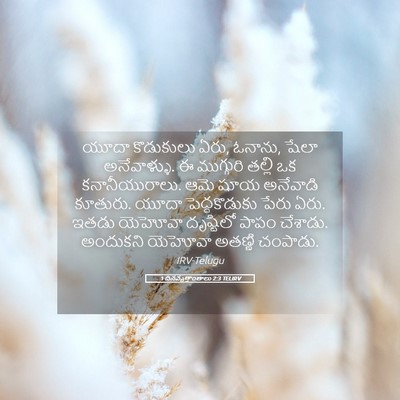 Picture 05 - 1 దినవృత్తాంతాలు 2:3 TELIRV - యూదా కొడుకులు ఏరు, - Bible Verse Picture