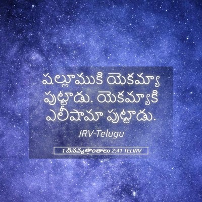 Picture 05 - 1 దినవృత్తాంతాలు 2:41 TELIRV - షల్లూముకి యెకమ్యా - Bible Verse Picture