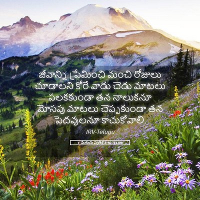 Picture 05 - 1 పేతురు పత్రిక 3:10 TELIRV - జీవాన్ని - Bible Verse Picture