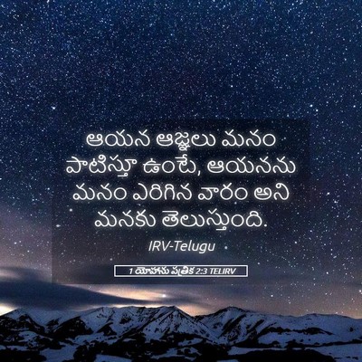 Picture 05 - 1 యోహాను పత్రిక 2:3 TELIRV - ఆయన ఆజ్ఞలు మనం - Bible Verse Picture
