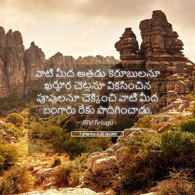 Picture 05 - 1 రాజులు 6:35 TELIRV - వాటి మీద అతడు - Bible Verse Picture