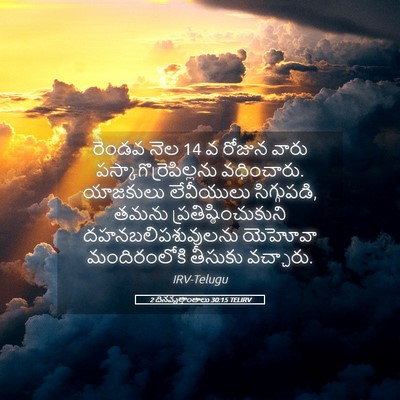 Picture 05 - 2 దినవృత్తాంతాలు 30:15 TELIRV - రెండవ నెల 14 వ రోజున - Bible Verse Picture