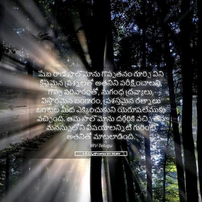 Picture 05 - 2 దినవృత్తాంతాలు 9:1 TELIRV - షేబ రాణి సొలొమోను - Bible Verse Picture