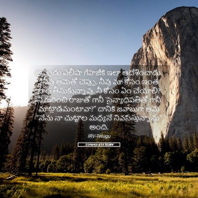 Picture 05 - 2 రాజులు 4:13 TELIRV - అప్పుడు ఎలీషా - Bible Verse Picture
