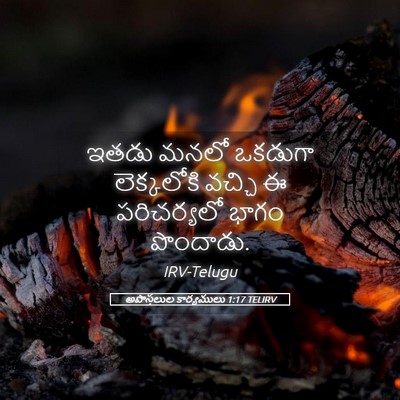 Picture 05 - అపొస్తలుల కార్యములు 1:17 TELIRV - ఇతడు మనలో ఒకడుగా - Bible Verse Picture