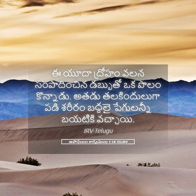 Picture 05 - అపొస్తలుల కార్యములు 1:18 TELIRV - ఈ యూదా ద్రోహం వలన - Bible Verse Picture