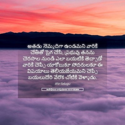 Picture 05 - అపొస్తలుల కార్యములు 12:17 TELIRV - అతడు నెమ్మదిగా - Bible Verse Picture