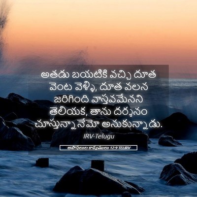 Picture 05 - అపొస్తలుల కార్యములు 12:9 TELIRV - అతడు బయటికి వచ్చి - Bible Verse Picture