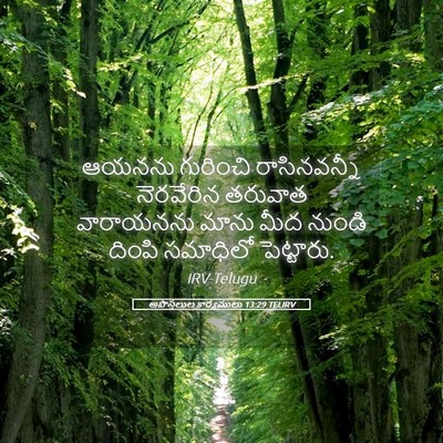 Picture 05 - అపొస్తలుల కార్యములు 13:29 TELIRV - ఆయనను గురించి - Bible Verse Picture