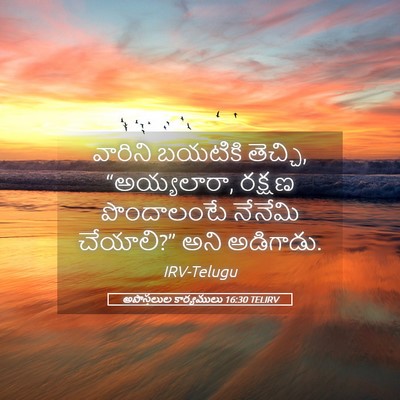 Picture 05 - అపొస్తలుల కార్యములు 16:30 TELIRV - వారిని బయటికి - Bible Verse Picture
