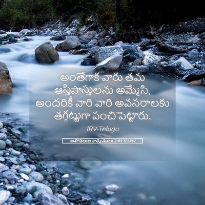 Picture 05 - అపొస్తలుల కార్యములు 2:45 TELIRV - అంతేగాక వారు తమ - Bible Verse Picture