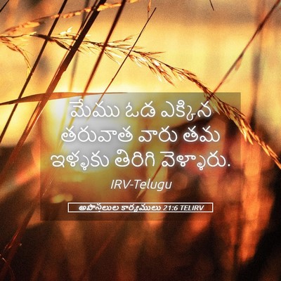 Picture 05 - అపొస్తలుల కార్యములు 21:6 TELIRV - మేము ఓడ ఎక్కిన - Bible Verse Picture