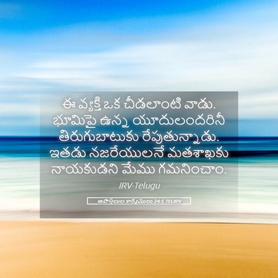 Picture 05 - అపొస్తలుల కార్యములు 24:5 TELIRV - ఈ వ్యక్తి ఒక - Bible Verse Picture