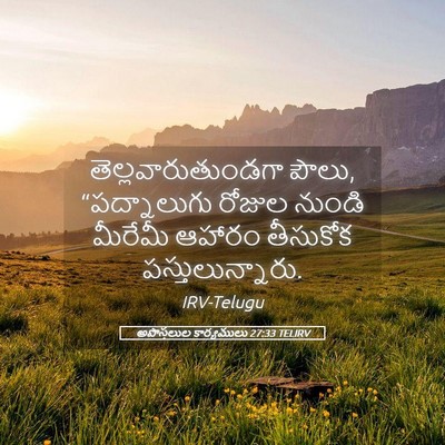 Picture 05 - అపొస్తలుల కార్యములు 27:33 TELIRV - తెల్లవారుతుండగా - Bible Verse Picture