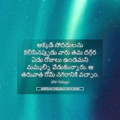 Picture 05 - అపొస్తలుల కార్యములు 28:14 TELIRV - అక్కడి సోదరులను - Bible Verse Picture