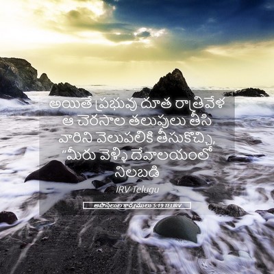 Picture 05 - అపొస్తలుల కార్యములు 5:19 TELIRV - అయితే ప్రభువు దూత - Bible Verse Picture