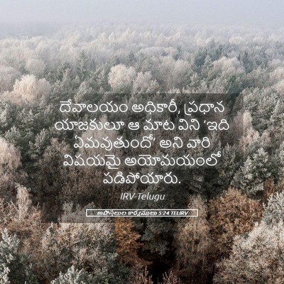 Picture 05 - అపొస్తలుల కార్యములు 5:24 TELIRV - దేవాలయం అధికారీ, - Bible Verse Picture