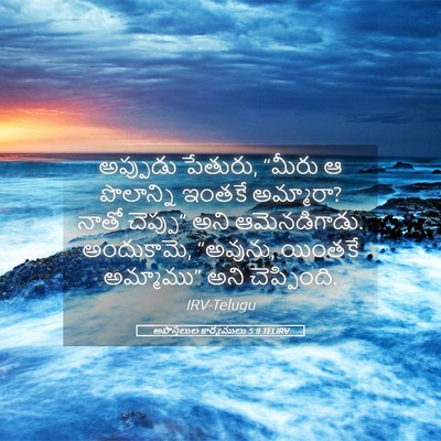 Picture 05 - అపొస్తలుల కార్యములు 5:8 TELIRV - అప్పుడు పేతురు, - Bible Verse Picture