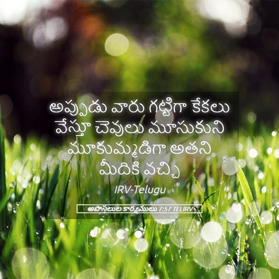 Picture 05 - అపొస్తలుల కార్యములు 7:57 TELIRV - అప్పుడు వారు - Bible Verse Picture