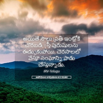 Picture 05 - అపొస్తలుల కార్యములు 8:3 TELIRV - అయితే సౌలు ప్రతి - Bible Verse Picture